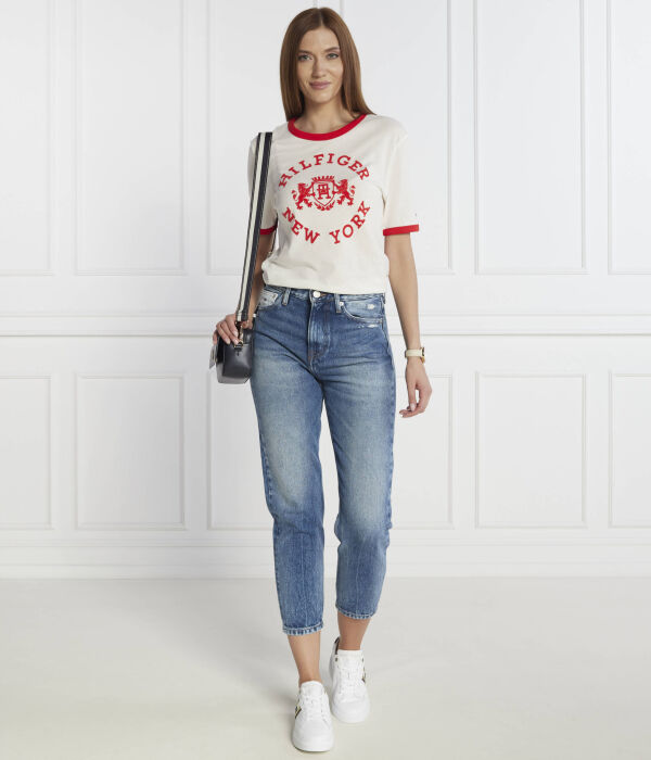 Футболка Tommy Hilfiger с контрастными деталями, белый/красный — фото 2
