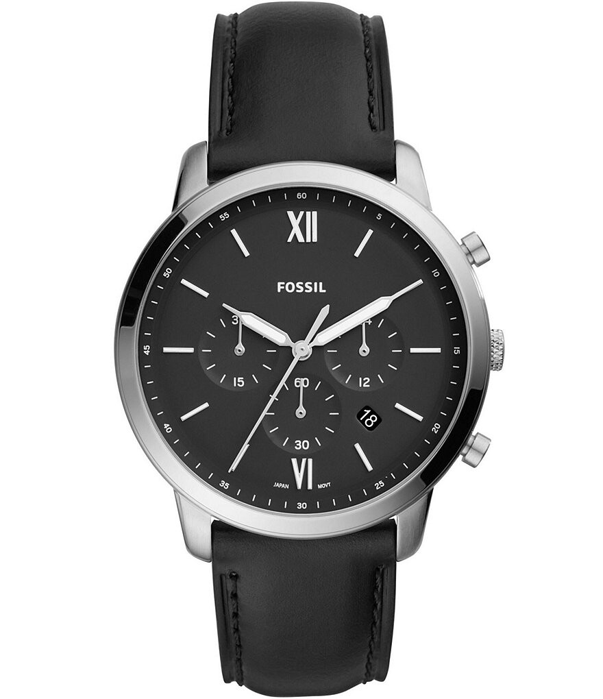 

Черные кожаные часы Fossil Neutra с хронографом, черный