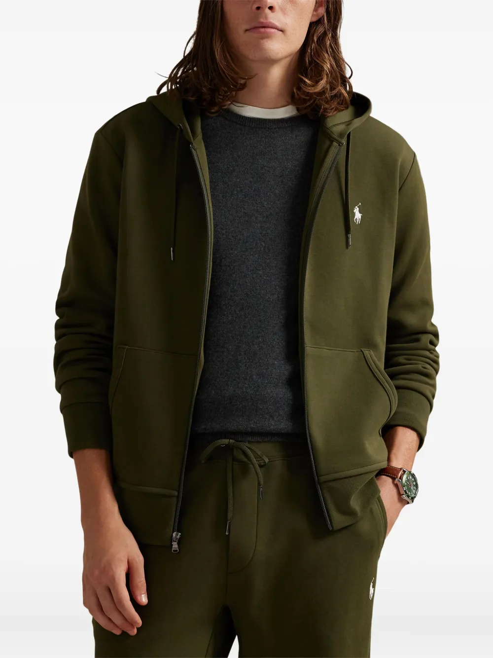 Толстовка с капюшоном и застежкой-молнией спереди POLO RALPH LAUREN, зеленый — фото 3