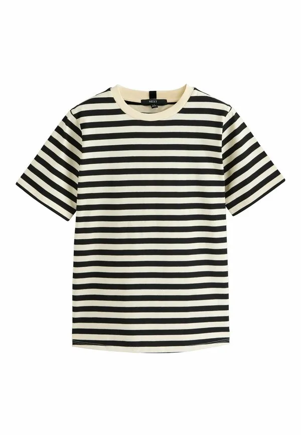 Плотная футболка с коротким рукавом и круглым вырезом, с принтом Next, Black Ecru Stripe