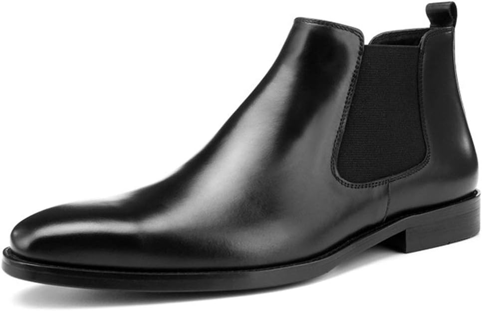 

Мужские челси, городские рабочие заостренные туфли, повседневные ботинки из телячьей кожи, черные, размер A-42/UK 8/US 8.5 JLFZC
