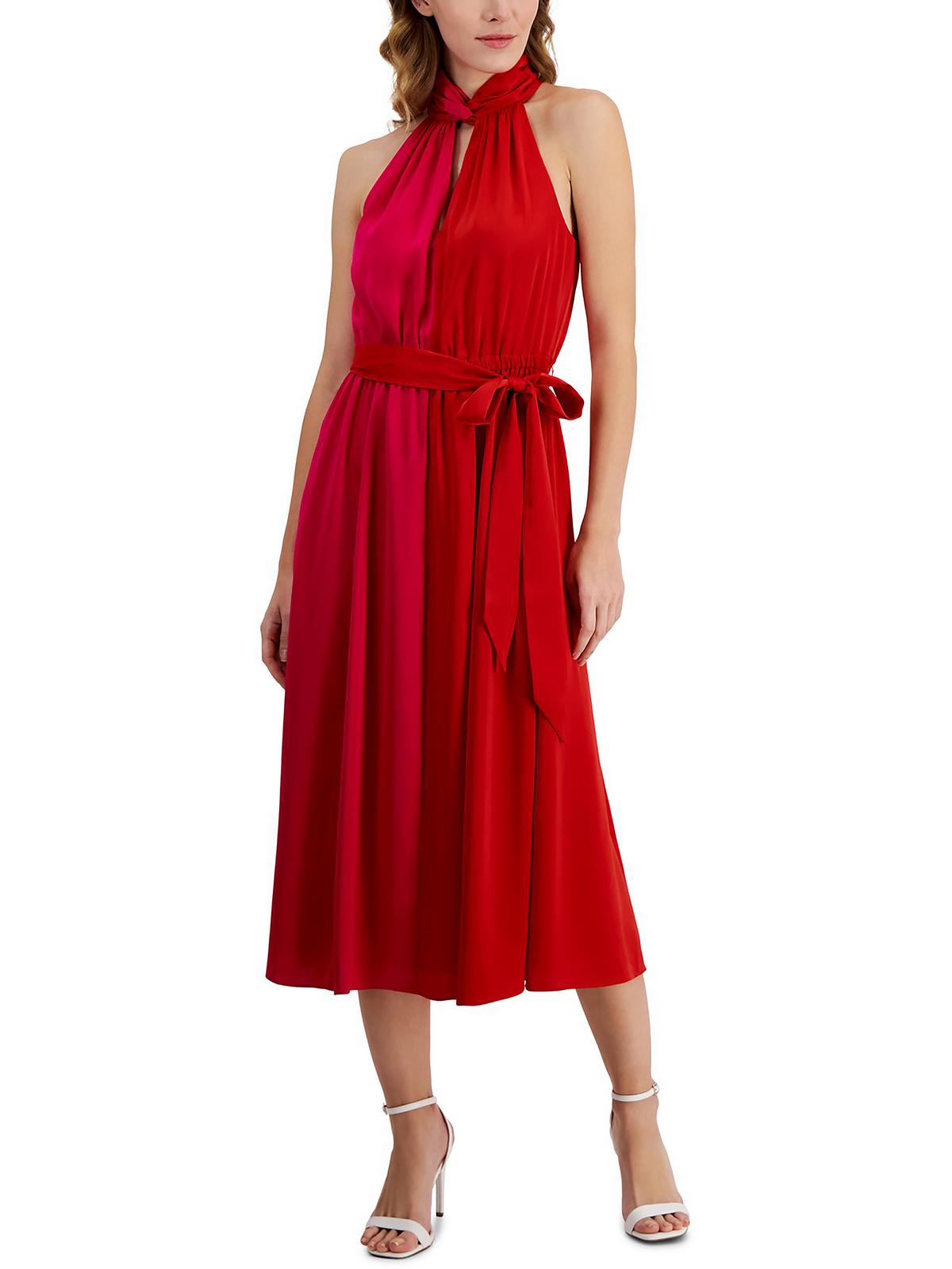 

Женское платье с вырезом длиной до колена Anne Klein, цвет poppy/amaranth