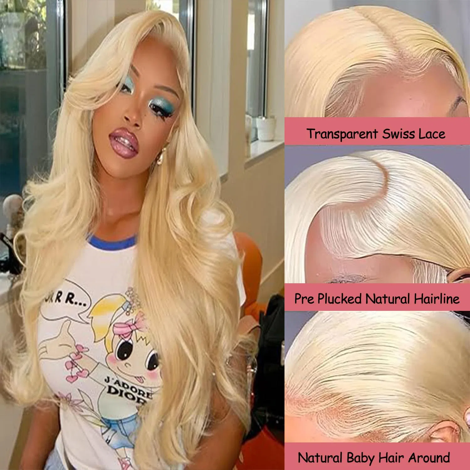 Блондинистый фронтальный парик 613 13x4 из бразильских волос ‎Arenshxc, 613 Blonde Closure 13X4 Body Wave — фото 4