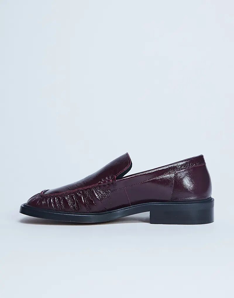 Лоферы Topshop Premium Clover из натуральной кожи с рюшами бордового цвета