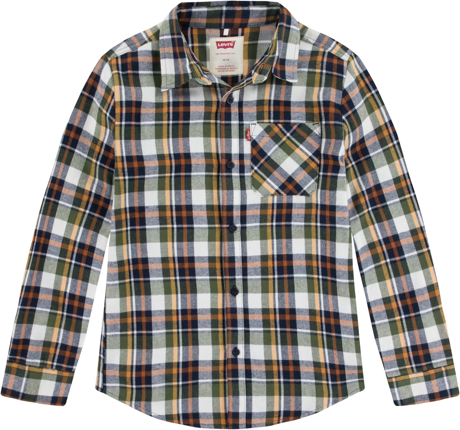 

Рубашка Levi's для мальчиков с длинным рукавом и одним карманом на пуговицах, Rifle Green