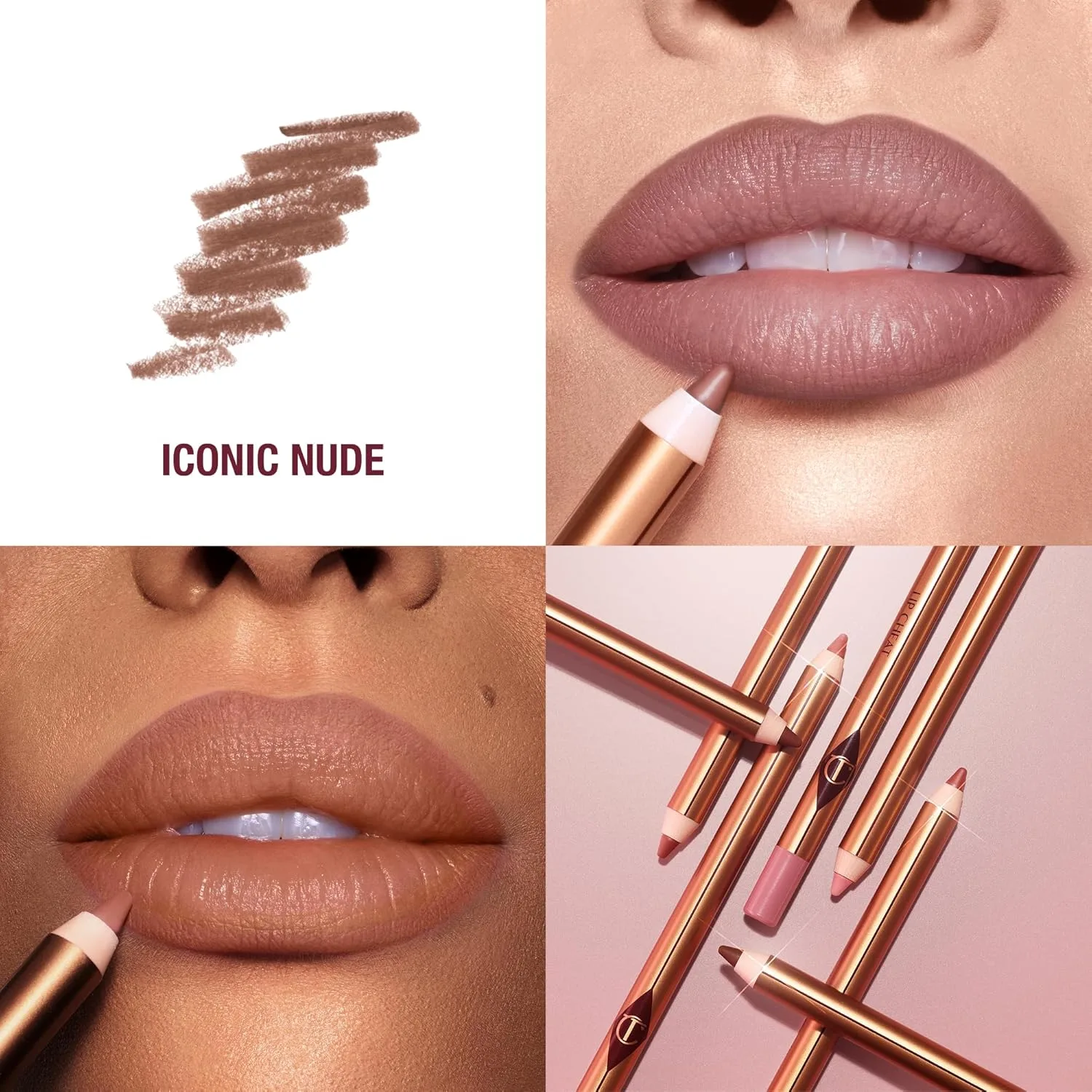 Карандаш для губ Charlotte Tilbury Lip Cheat - придает губам более объемный и выразительный вид - обогащен маслом жожоба и гиалуроновой кислотой - водостойкий, не размазывается и не оставляет следов., Iconic Nude - nude — фото 2