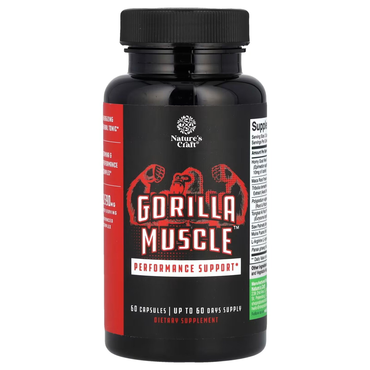

Gorilla Muscle, поддержка производительности, 60 капсул Nature'S Craft