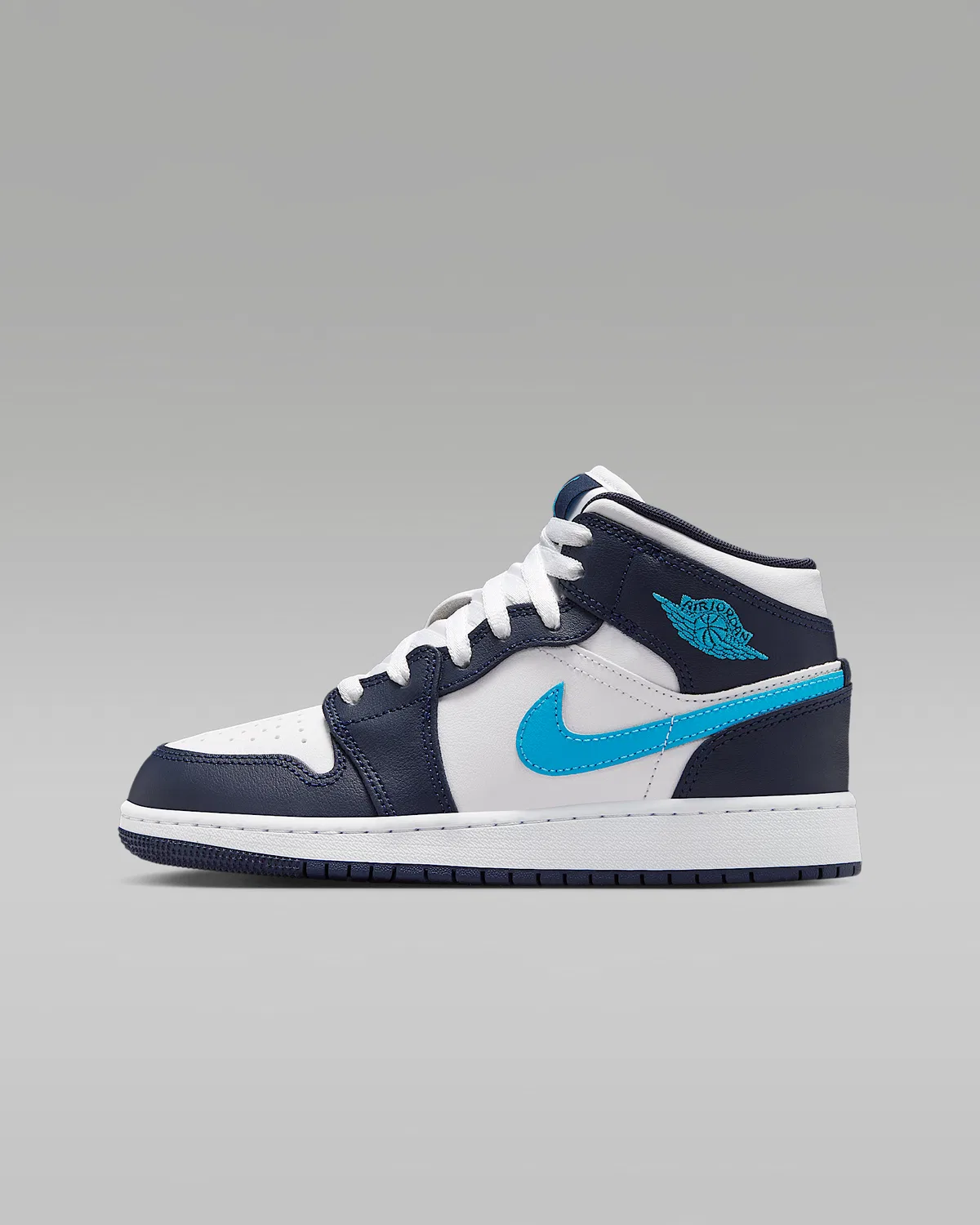 Кроссовки Air Jordan 1 Mid для детей старшего возраста, Obsidian/White/Dark Powder Blue