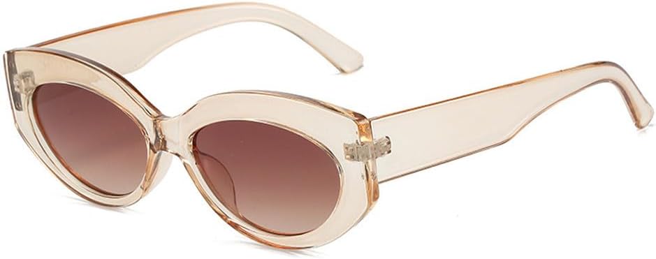 

Ретро-солнцезащитные очки «кошачий глаз» с овальными линзами, модные очки для женщин, защита от ультрафиолета UV400, трендовые солнцезащитные очки для мужчин WNCKSQ, Champagne Tea