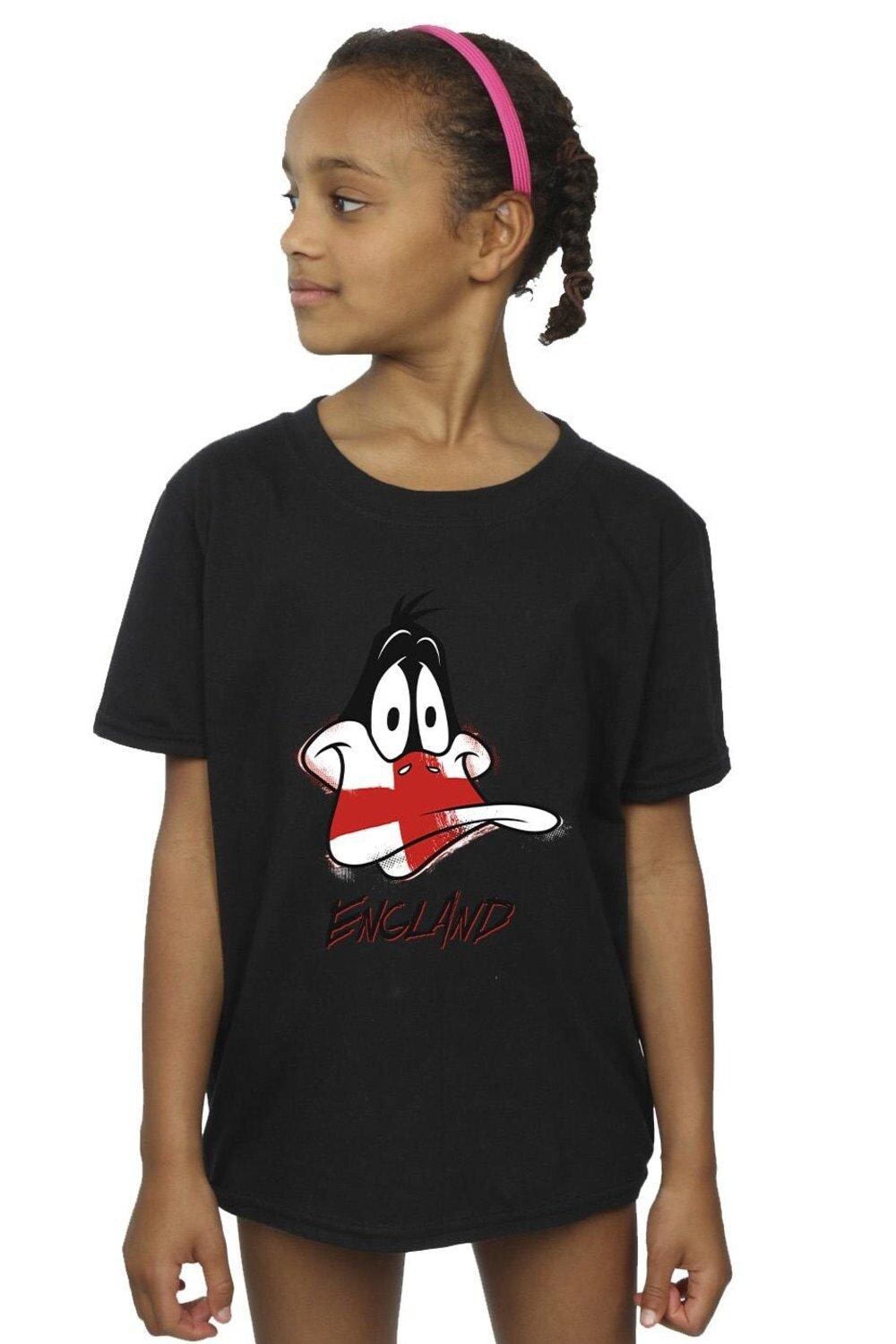 

Хлопковая футболка Daffy England Face Looney Tunes, черный