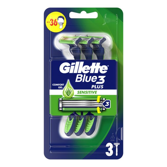 

Одноразовые бритвы Blue3 sence care plus sensitive (3 шт.) Gillette