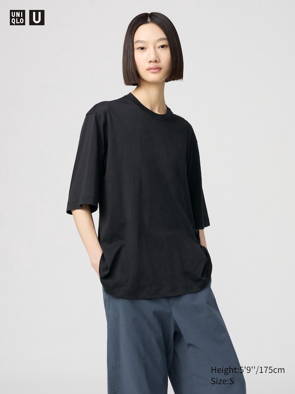 

Футболка оверсайз из 100% хлопка supima Uniqlo, черный