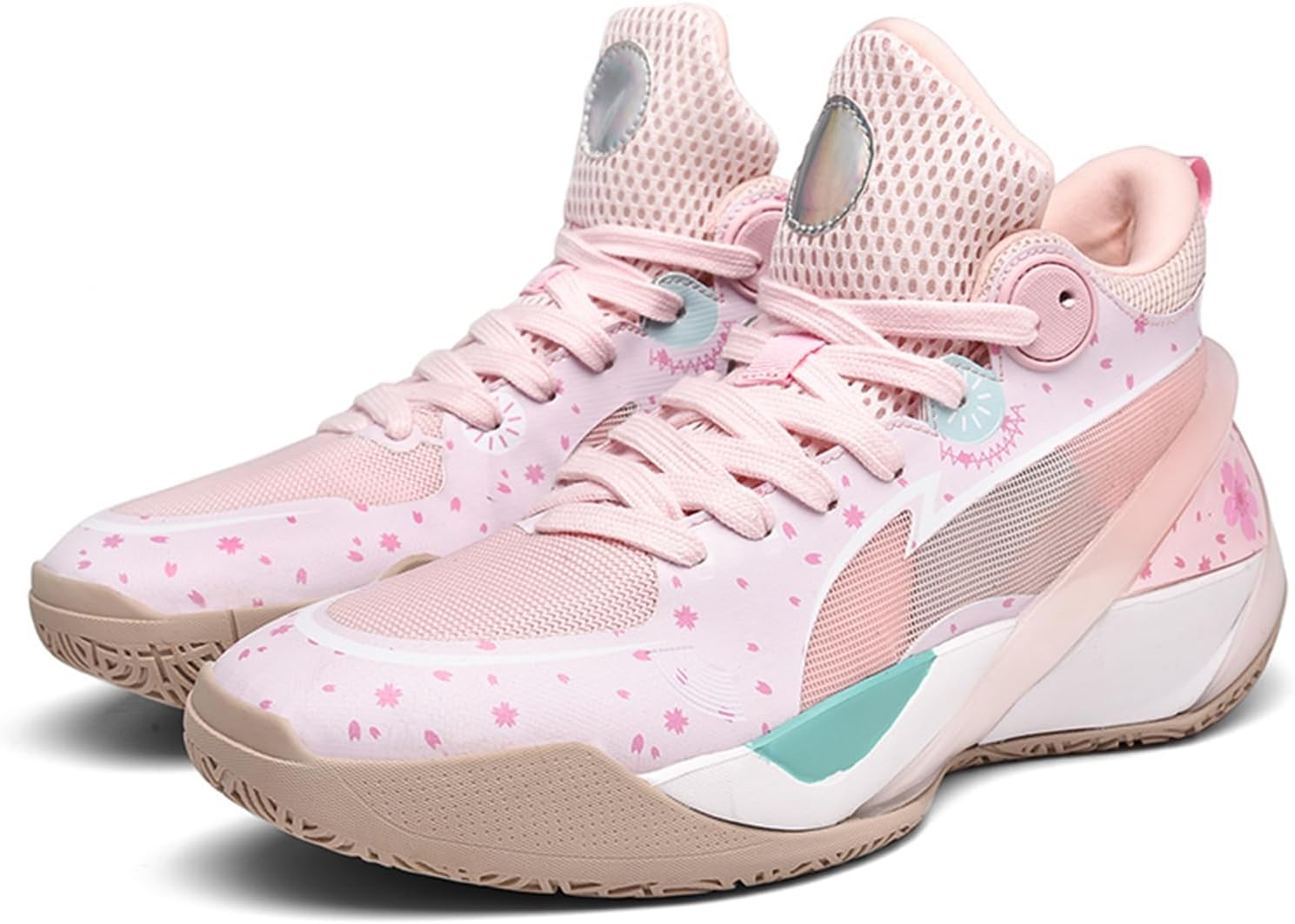 

Мужские баскетбольные кроссовки с толстой подошвой, амортизирующие, легкие, противоскользящие, дышащие, высокие на шнуровке, подходят для езды на велосипеде, игры в мяч и бега Qaoterod, розовый