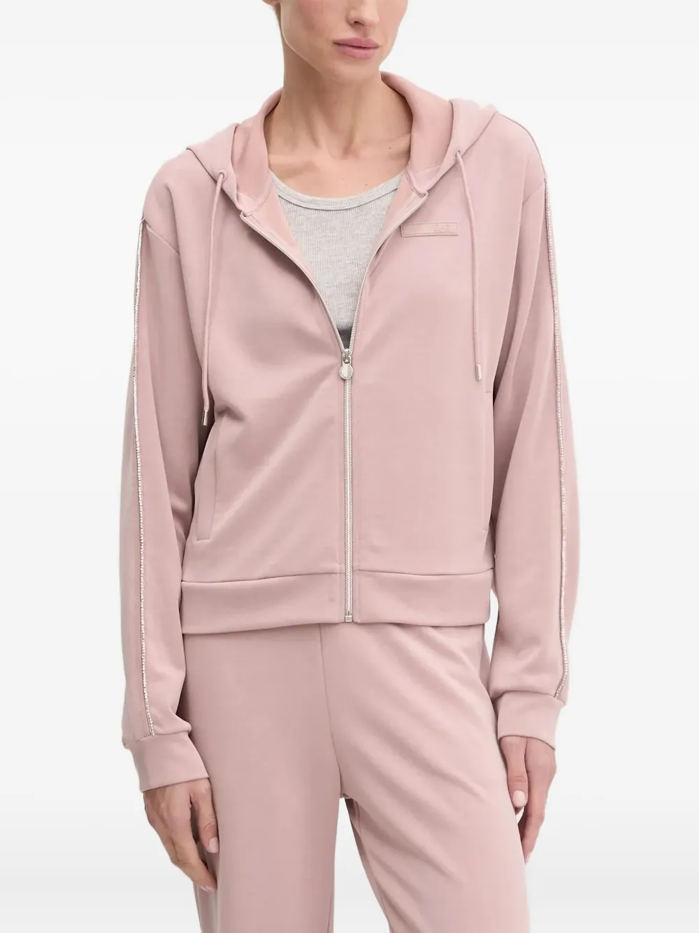 

Спортивный костюм с капюшоном, отделанный стразами Ea7 Emporio Armani, розовый