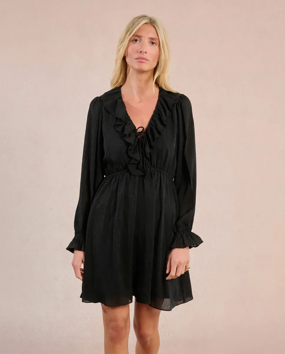 

Короткое платье с рукавами-поэтом и воланами Molly Bracken, черный