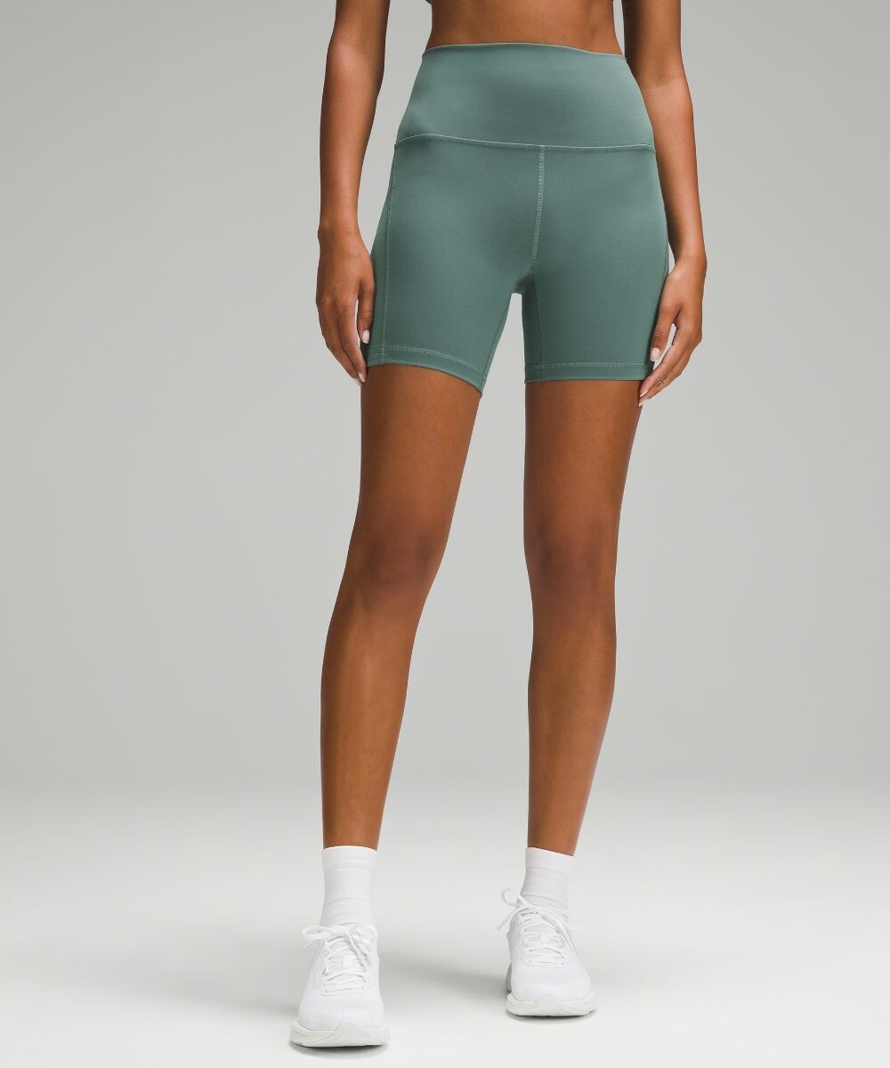 

Шорты Wunder Train с высокой посадкой и карманами Lululemon, зеленый