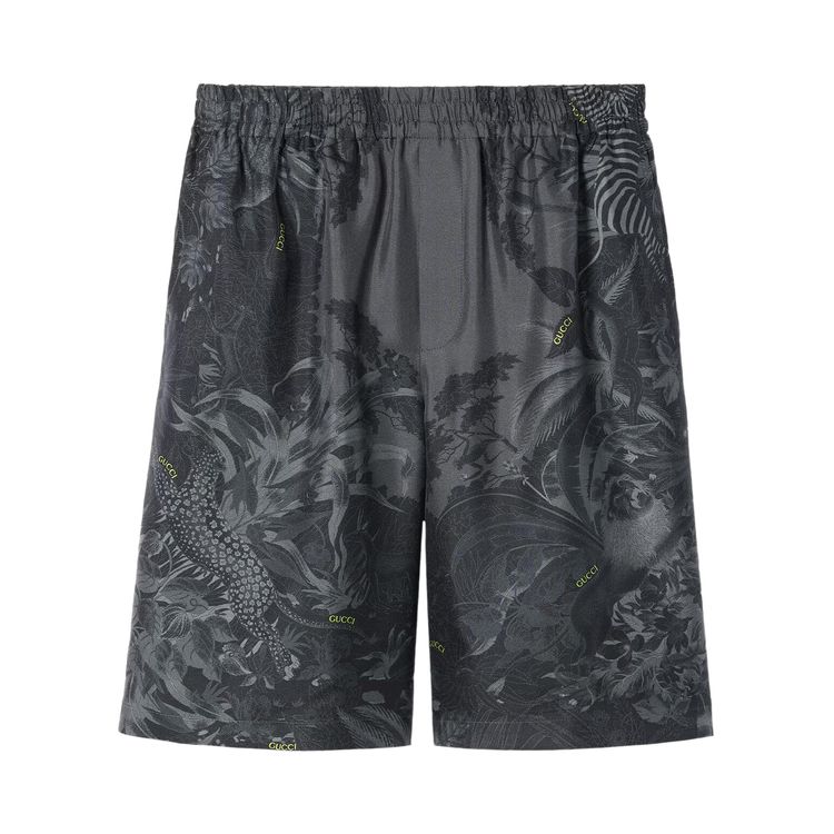 

Шорты Gucci Flora And Fauna Print Silk Shorts Antracite/Black, черный