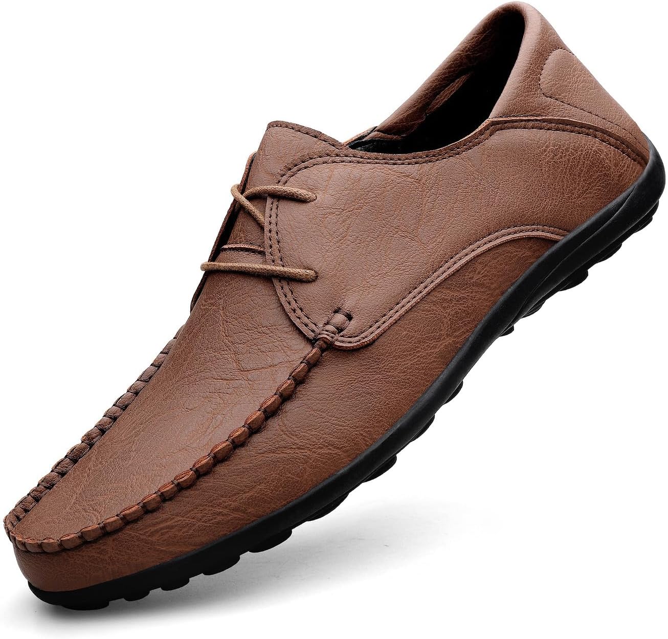 

Мужские премиальные повседневные кроссовки WELRUNG из искусственной кожи на шнуровке для ходьбы, работы и вождения, темно-коричневый