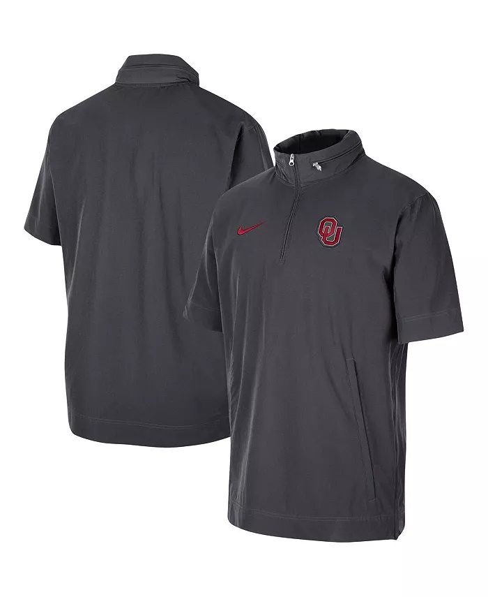 Мужская антрацитовая короткая куртка на молнии Oklahoma Sooners Coaches с короткими рукавами Nike — фото 2