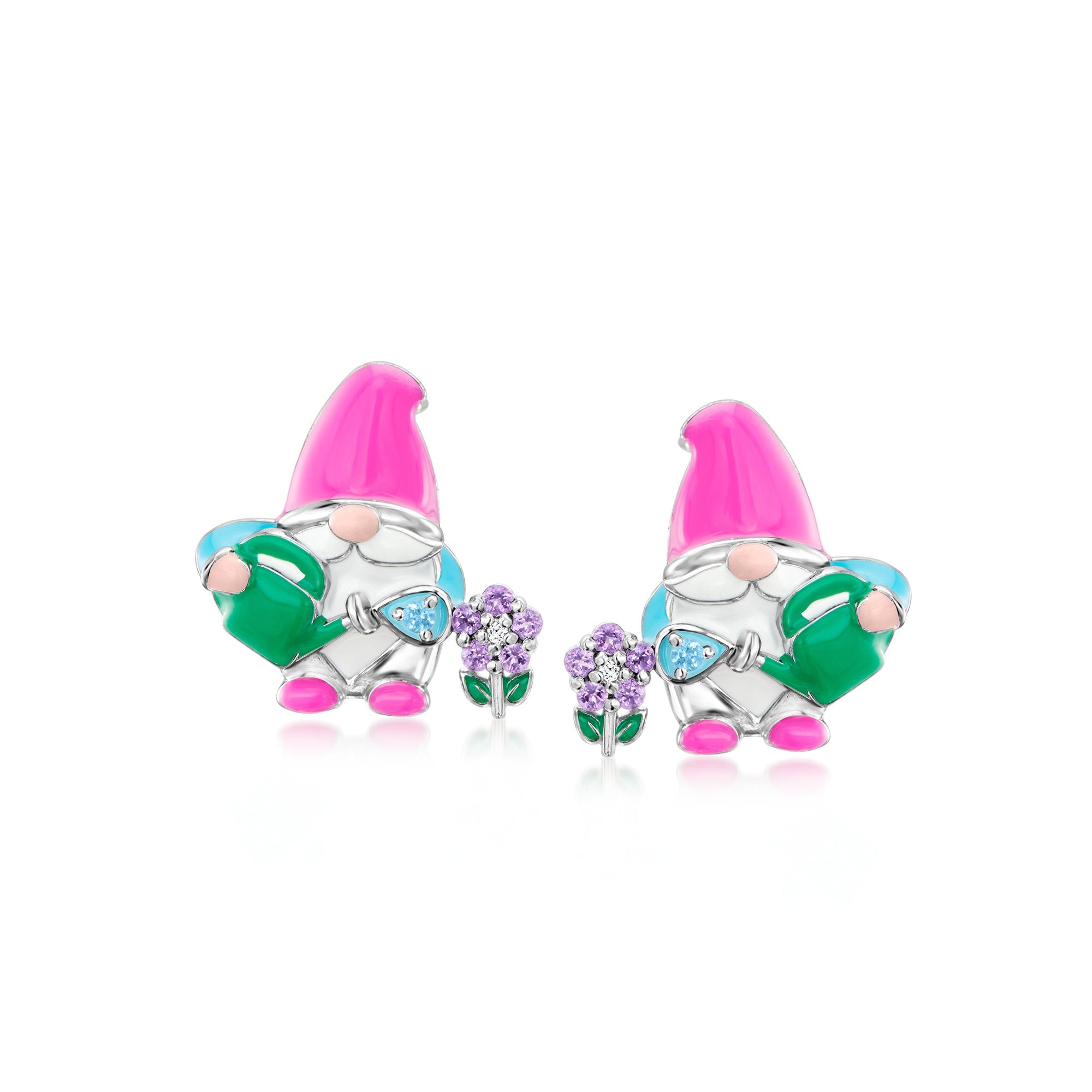 

Серьги Ross-Simons «Садовый гном» с разноцветной эмалью, из стерлингового серебра Ross-Simons, Multi