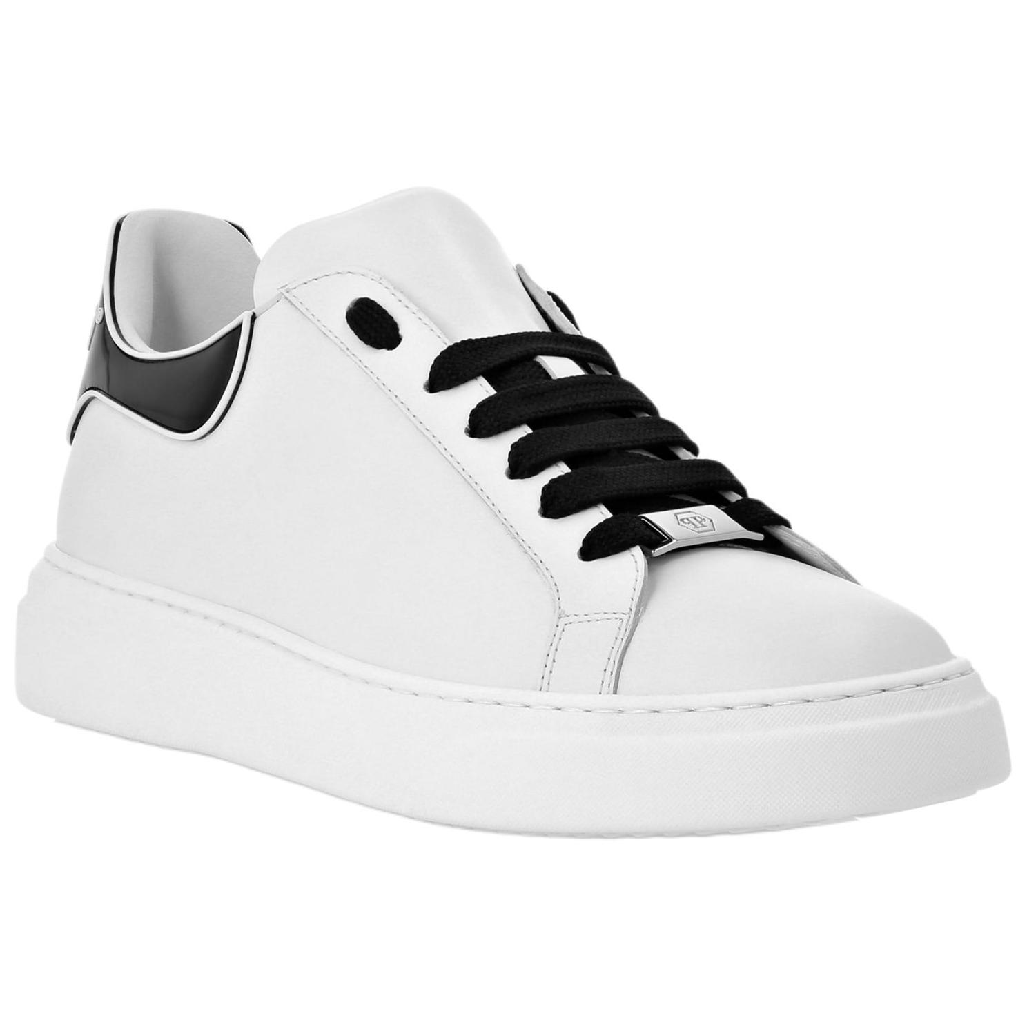 PHILIPP PLEIN Кожаные низкие кеды Unisex White — фото 4