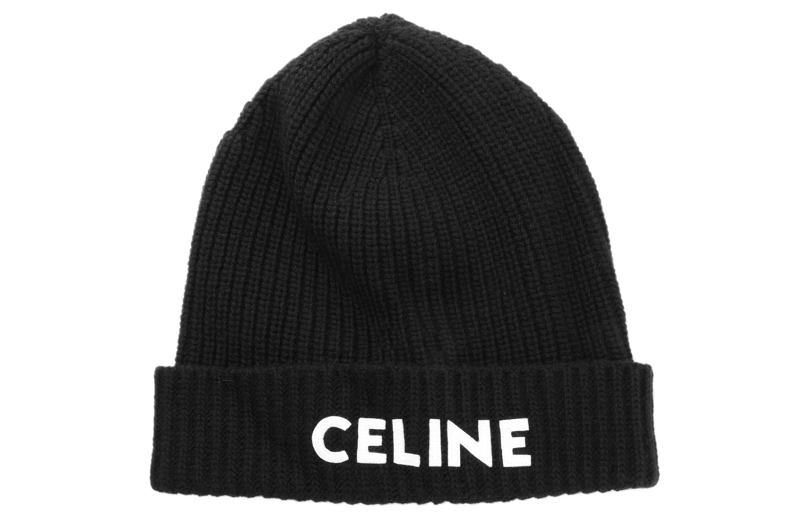 

CELINE Ребристая шерстяная шапка-бини, Black