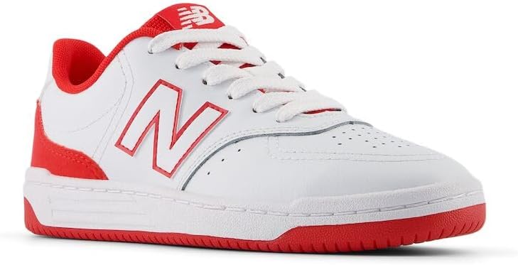 Кроссовки New Balance Unisex-Child Bb80 V1 на шнуровке, белый/красный — фото 4