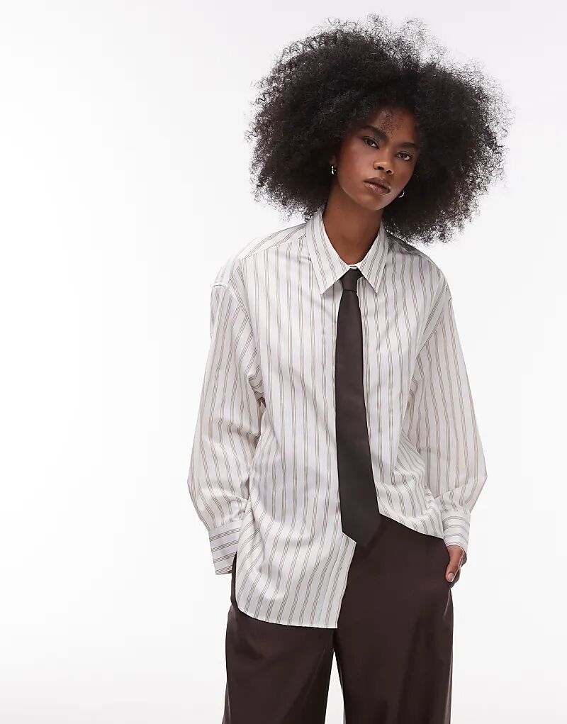 

Рубашка с завязкой сзади в бежевую полоску ASOS DESIGN