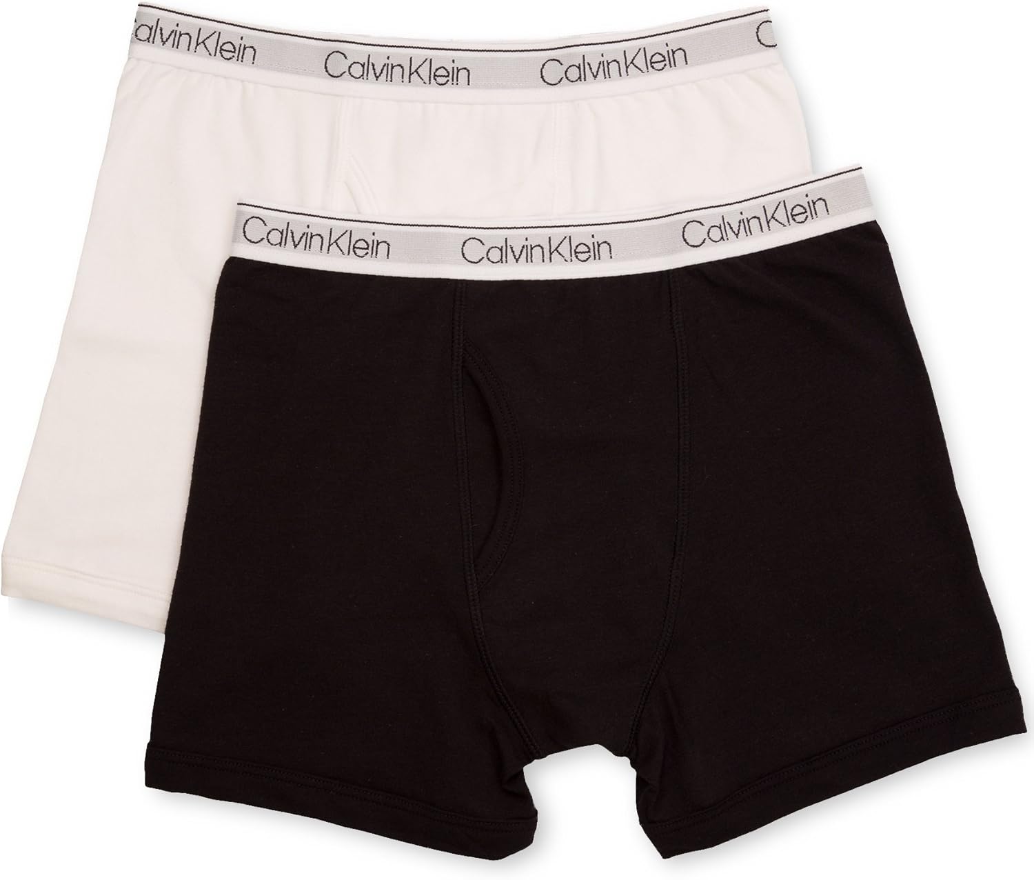 Комплект из двух пар трусов-боксеров Calvin Klein для мальчиков | Премиальный хлопок, комфорт, 2 Pack - Black With Classic Logo Band, White With Classic Logo Band — фото 2