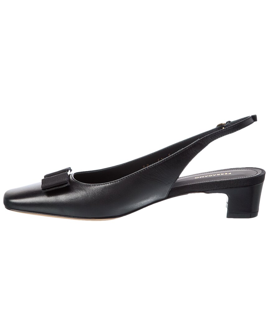 Ferragamo Rivada Лакированные Туфли-лодочки на шпильке с открытой пяткой Salvatore Ferragamo, черный — фото 2