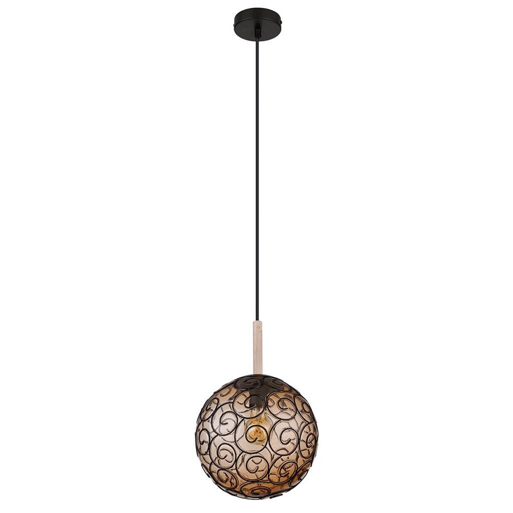 

Подвесной светильник, шар из янтарного стекла, D 25 см. Globo Lighting, желтый