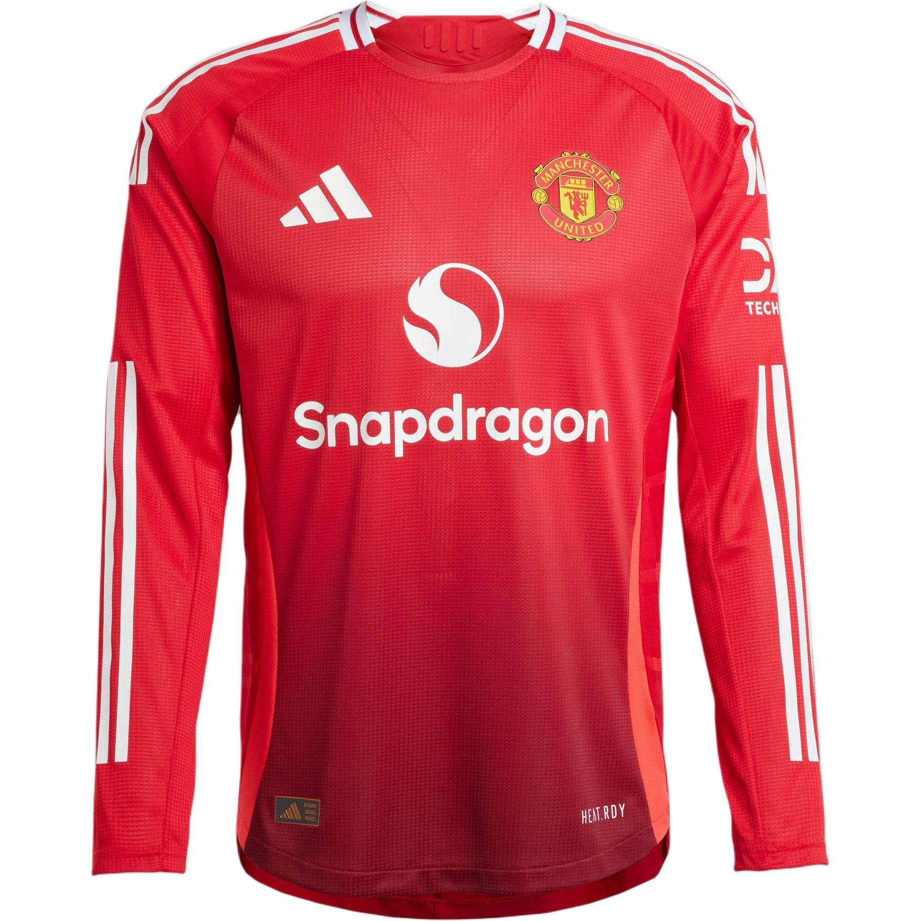 Бесплатная доставка с AdiClub Футболка Manchester United 24/25 домашняя аутентичная с длинным рукавом Adidas, ярко-красная — фото 2