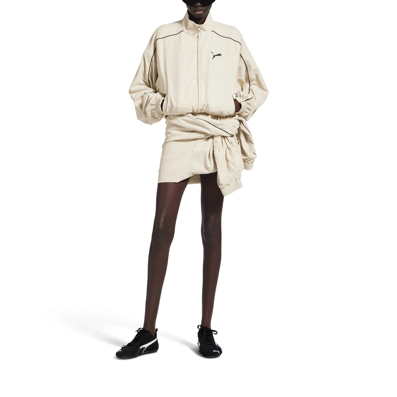 Куртка женская свободного кроя Balenciaga кремовая — фото 4