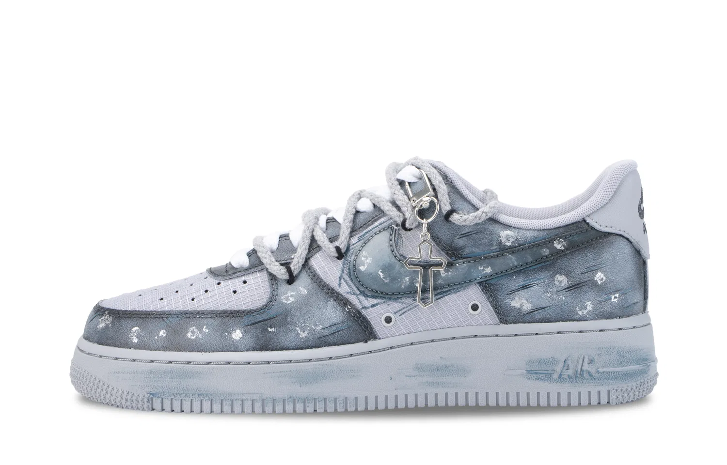 Кроссовки серо-голубые Nike Air Force 1 Custom — фото 3