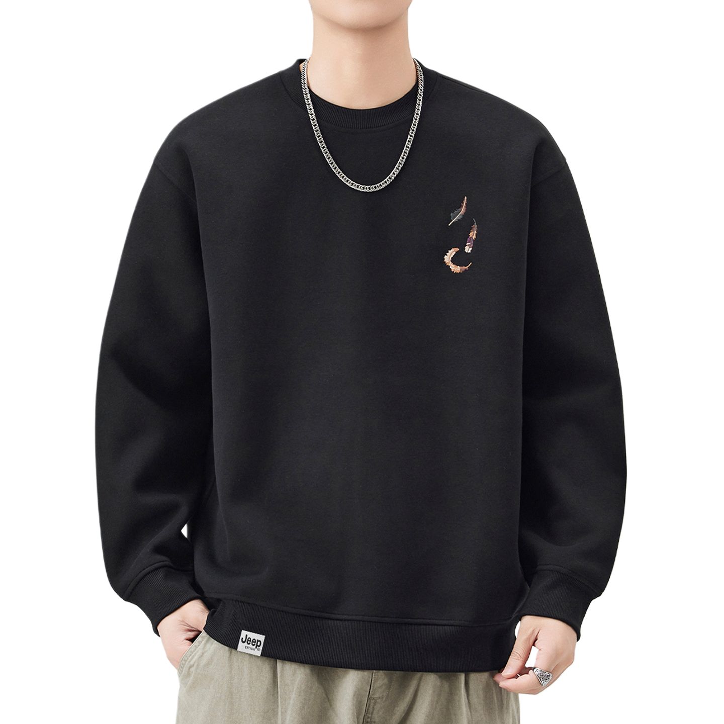 

Свитшот Unisex Crew Neck Moderate Regular Jeep, черный
