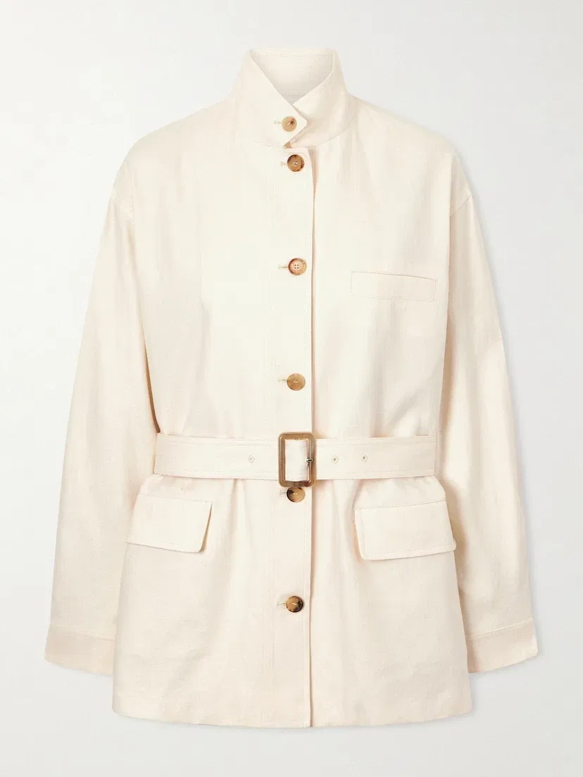 Куртка Lismore из льна и шерсти с поясом Loro Piana, белый