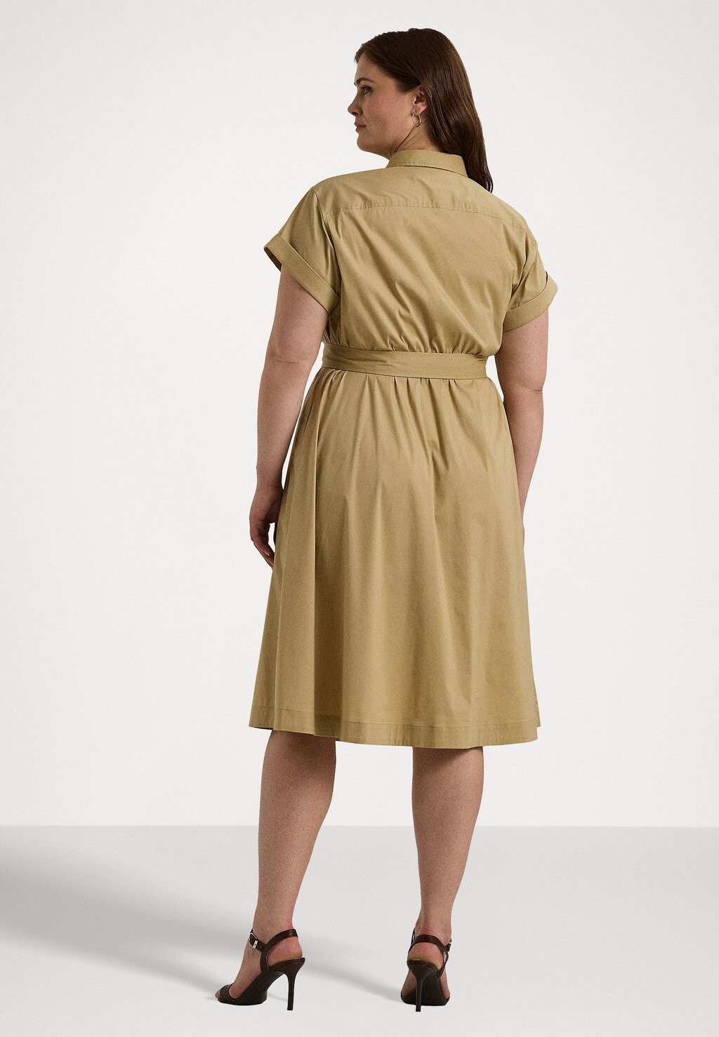 

Платье-рубашка BELTED STRETCH-COTTON BLEND SHIRTDRESS Lauren Ralph Lauren Woman, коричневый