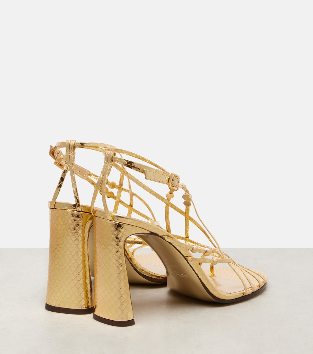 Felice 95 блестящие кожаные сандалии с бусинами Jimmy Choo, Light Gold — фото 2