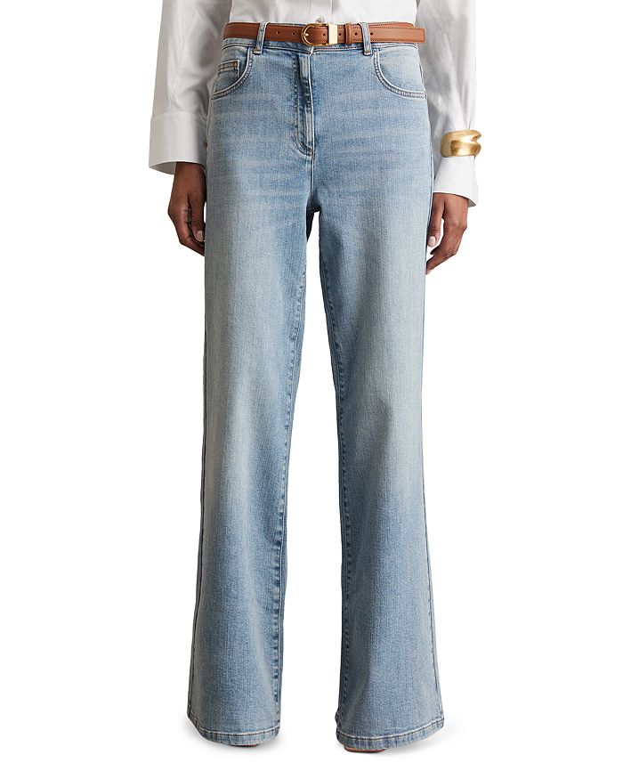 

Брюки Bonnie Mid Rise Flare в светло-голубом цвете REISS, синий