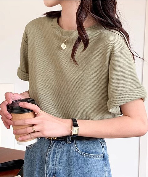 

Футболка с круглым вырезом, свободного кроя, с короткими рукавами MAISON DE THERESE, цвет хаки