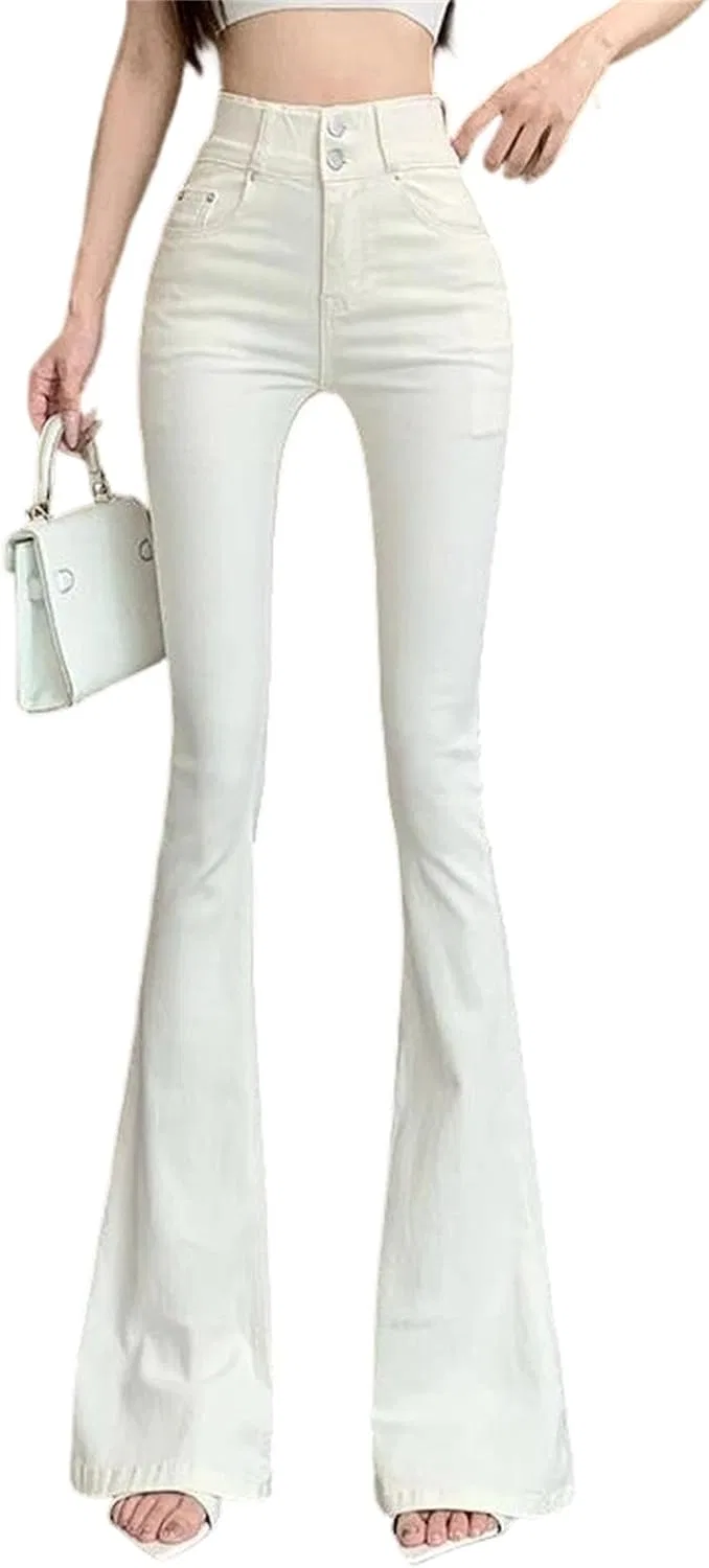 Джинсы с завышенной талией, Slim Flare, Beige