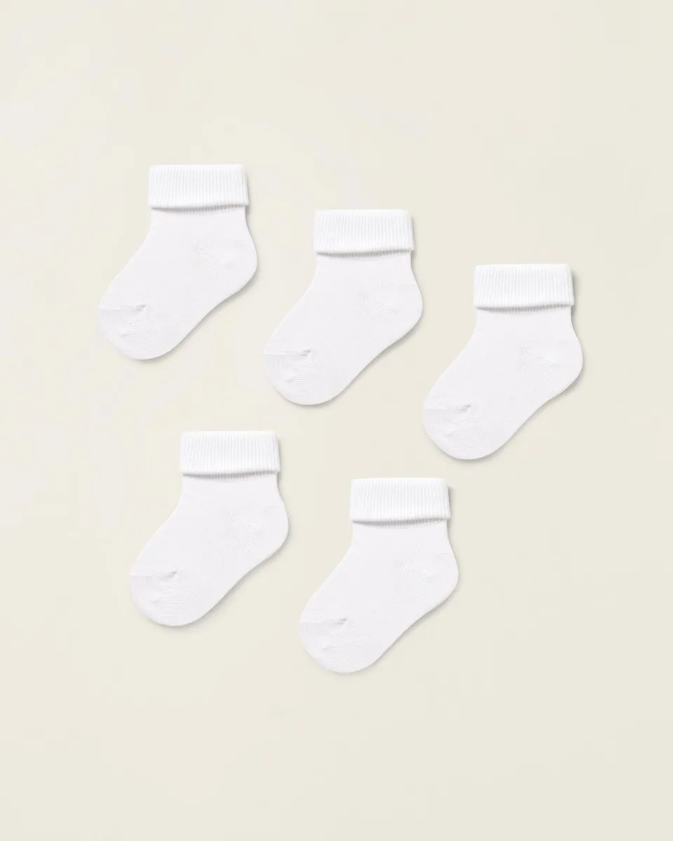 

Набор из 5 детских носков для мальчиков с отворотом и ребристой тканью Zippy, белый