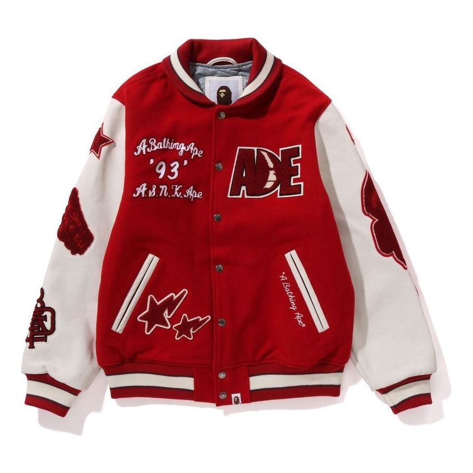 

Куртка-бомбер A Bathing Ape BAPE Multi Motif Varsity Jacket, цвет 'Red'