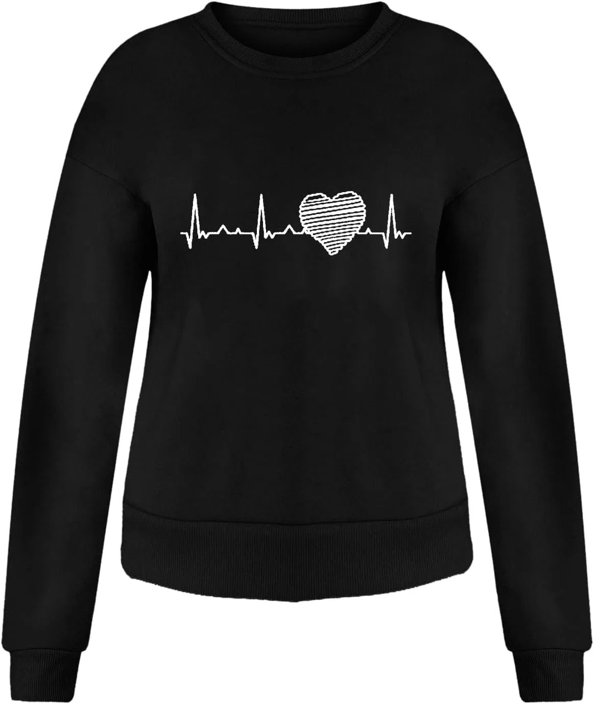 Футболка с принтом Heartbeat, женская, Casual, черный — фото 2