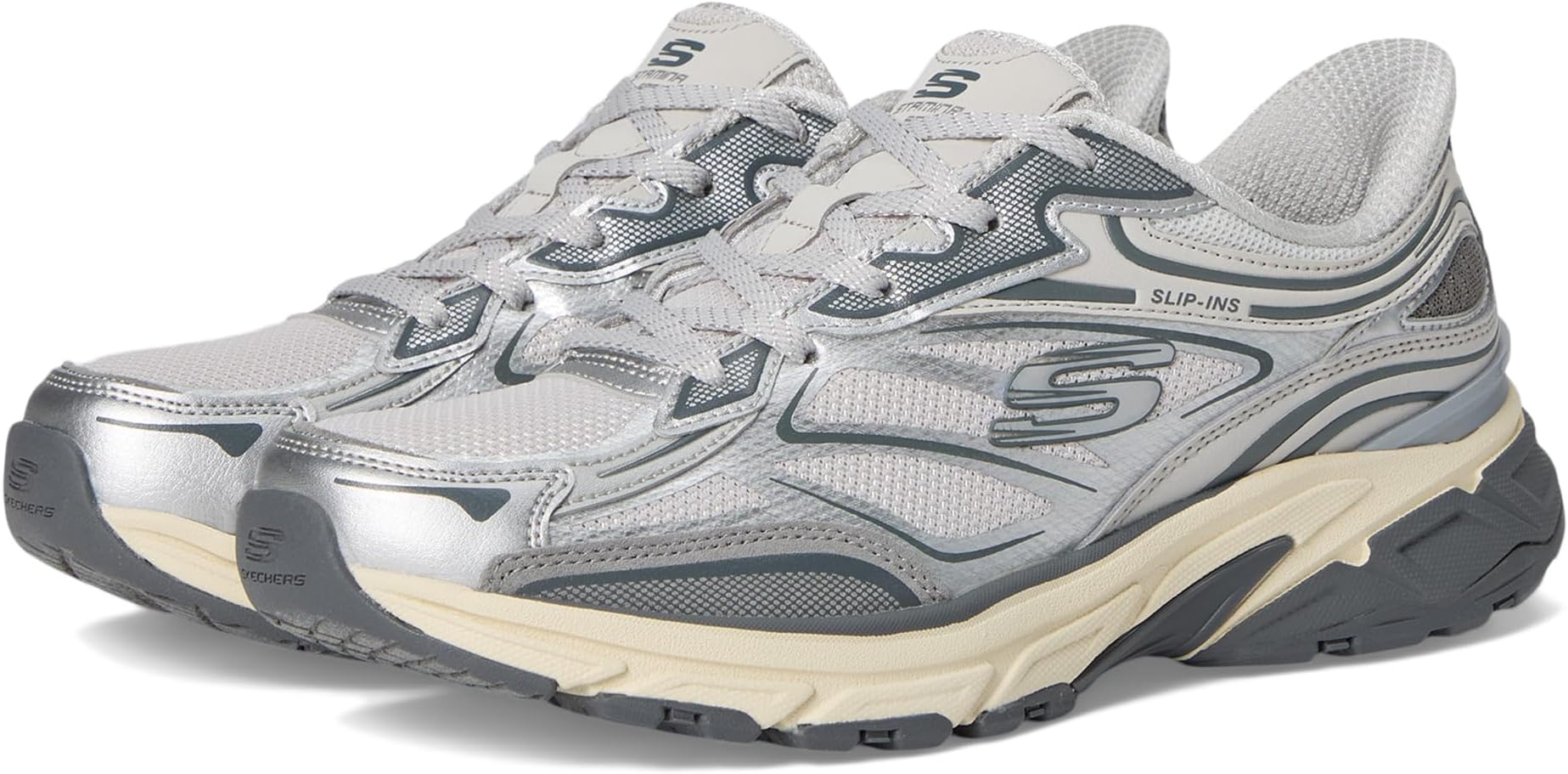 Кроссовки SKECHERS Stamina Sport Hands Free Slip-Ins, серебряный