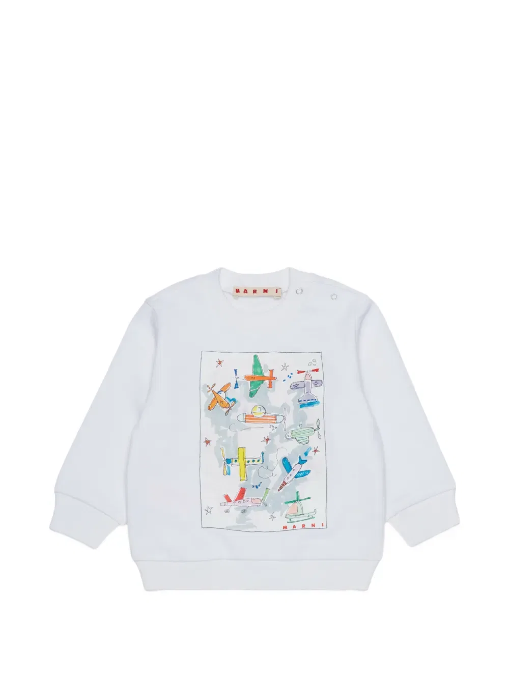 Худи с принтом самолета Marni Kids, белый