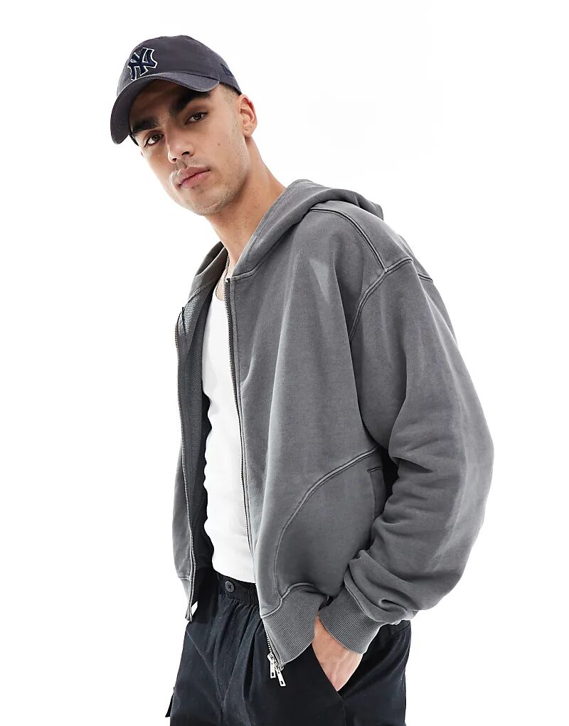 

Укороченная толстовка с капюшоном на молнии Cotton On цвета сланца Cotton On