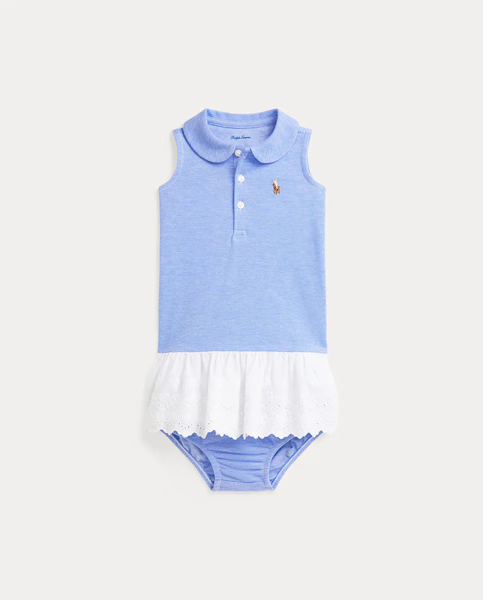 

Хлопковое платье для девочки без рукавов Polo Ralph Lauren, синий