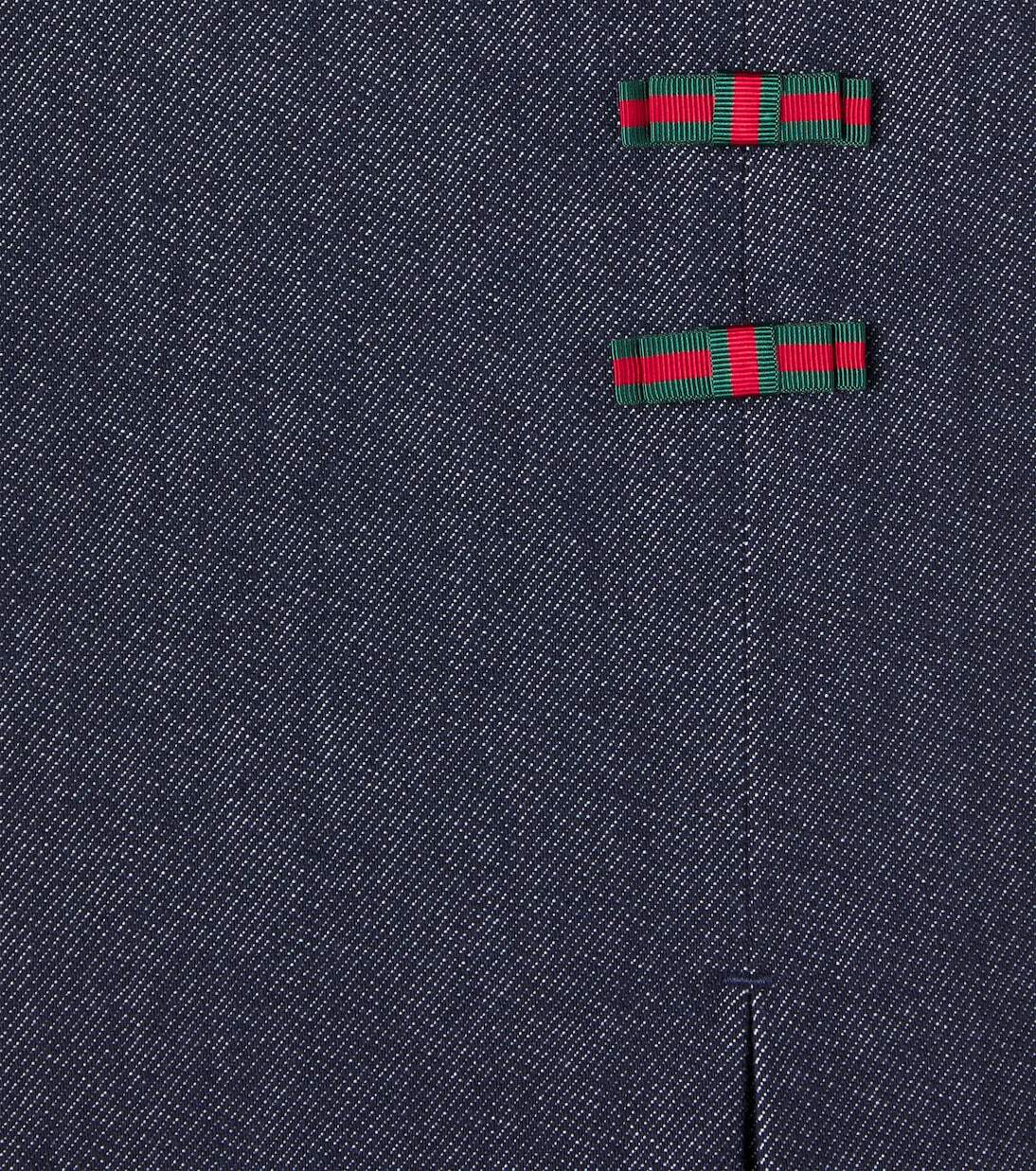 Джинсовое платье в складку Web Stripe Gucci Kids, Dark Blue/Mix — фото 2