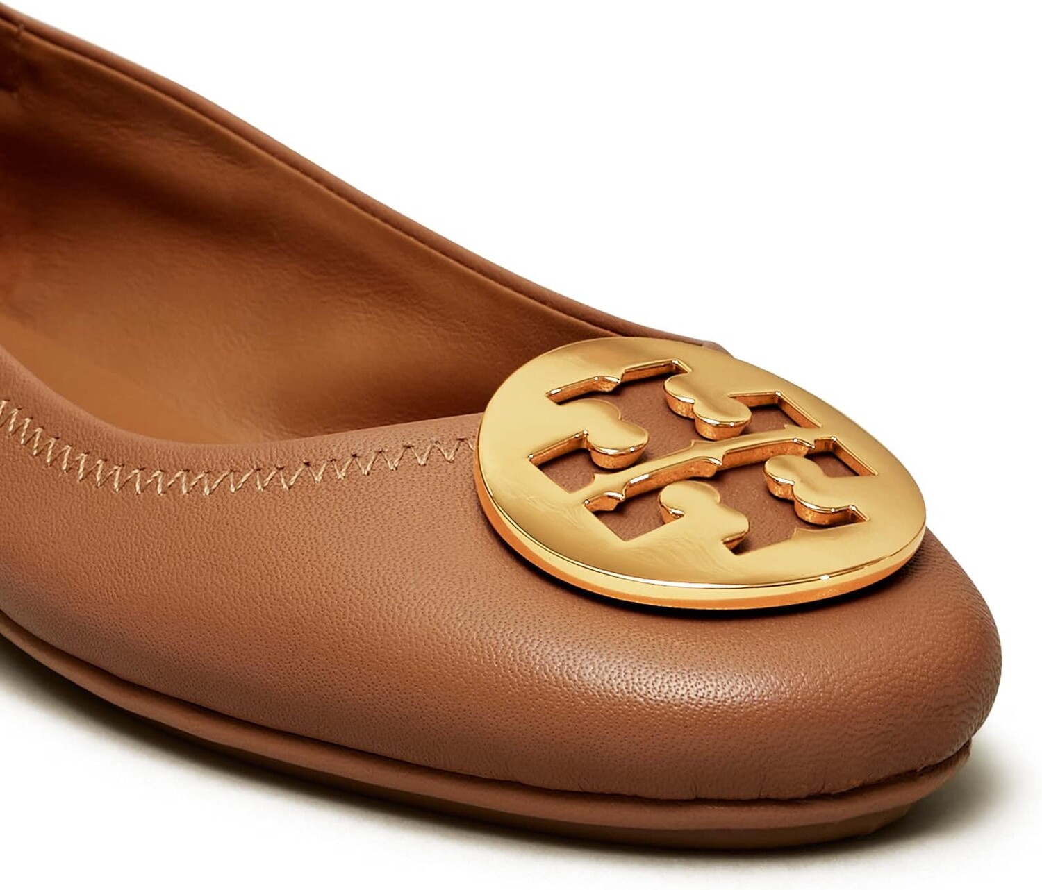 Балетки Minnie Travel Ballet w/ Metal Logo Tory Burch, цвет Royal Tan/Gold — фото 3